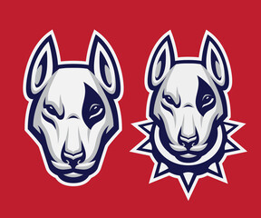 Fototapeta na wymiar Bull Terrier Head Vector Mascot, sports emblem