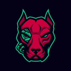 Pitbull Cyborg Mascot, vector illustration