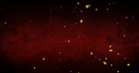 Image of multiple stars floating on red background