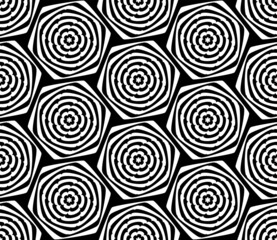 Abstract seamless geometric hexagons floral pattern.