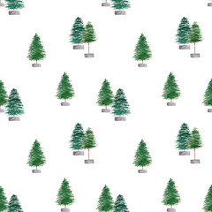 Obraz premium winter holidays. Watercolor seamless pattern with Christmas trees. Suitable for backdrops, wallpapers, fabrics, textiles, cards, wrapping paper