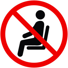 No sitting sign and symbol, Illustration EPS10 vector