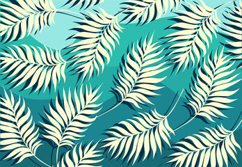 Fototapeta na wymiar Abstract background with simple tropical leaves pattern