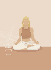 Obraz na płótnie Canvas Faceless girl meditating at home