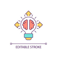 Innovative idea RGB color icon. Creative decision. Solution sharing. Disseminating intellectual property. Isolated vector illustration. Simple filled line drawing. Editable stroke