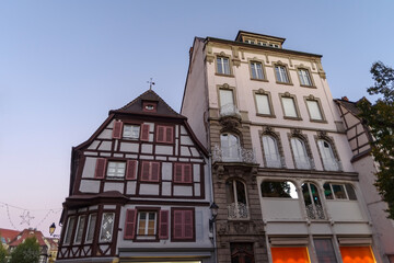 Fototapeta premium Traditional facades of historic houses in Colmar old town, north-eastern France