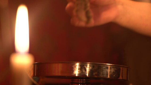 Burned voodoo baby (Cinematic). Voodoo made in preparation for magic, the flame of the puppet with ignition.