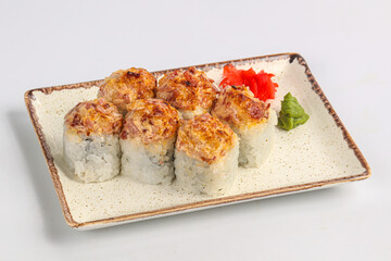 Baked sushi roll with tuna