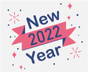 Happy New Year 2022 Holiday Illustration Vector Abstract Pink Blue With Gray Background