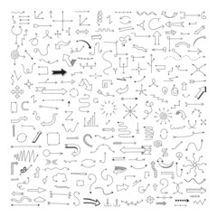 Fototapeta premium big simple doodle set of black linear arrows