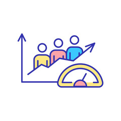 Social growth RGB color icon. Community development and progress. Innovation and improvement. Population growth. Teamwork successful changes. Isolated vector illustration. Simple filled line drawing