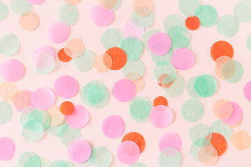 Colorful round paper party confetti background