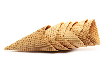 Empty group ice cream cone isolated on white background