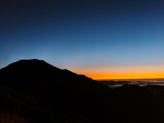 Sunset at Pico Ruivo above the clouds in Madeira, Portugal.