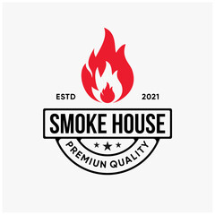 smoke house, grill, rustic, roasted logo design template inspiration