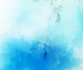 Bright blue and white abstract painting texture with spots of paint Painted modern sketch.