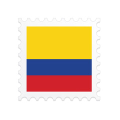 Colombia flag postage stamp on white background. Vector illustration eps10.