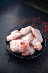 chicken wings raw meat poultry fresh meal snack copy space food background rustic