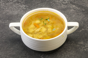 Tasty chicken soup with carrot