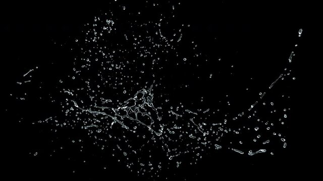 Water splash explode from center around itself. high resolution for element. slow motion. 3d illustration.
