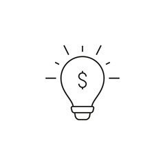 idea bulb with dollar sign single icon line style graphic design vector