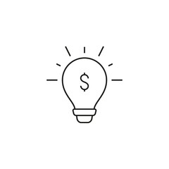 idea bulb with dollar sign single icon line style graphic design vector