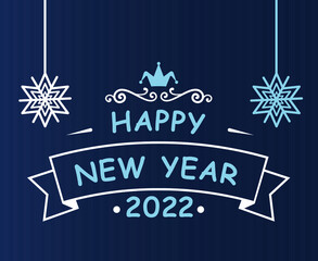 Happy New Year 2022 Holiday Illustration Vector Abstract White And Blue With Blue Background