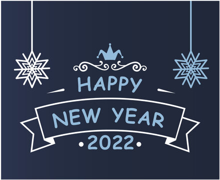 Happy New Year 2022 Holiday Illustration Vector Abstract White And Blue With Blue Background