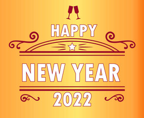Happy New Year 2022 Holiday Illustration Vector Abstract Red And White With Gold Background