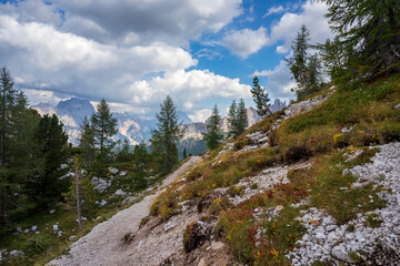 Mountain landscape in the Dolomites. Cinque Torri area.