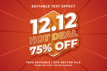 Editable text effect - 12.12 Hot Deal 3d template style premium vector