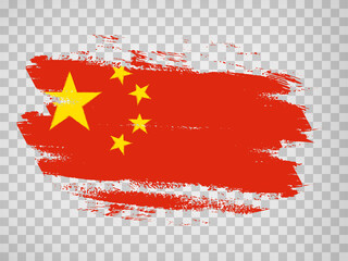 Flag China from brush strokes.  Flag  People's Republic of China on  transparent background for your web site design, app, UI. Stock vector. Vector illustration EPS10s