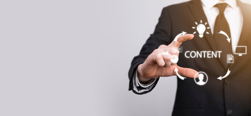 Content marketing cycle - creating, publishing, distributing content for a targeted audience online and analysis.