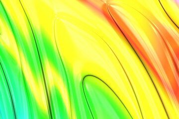 3D rendered shiny green-red and yellow-colored waves on the surface digital background illustration
