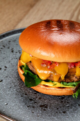 fast food burger classic american food with smoked meat