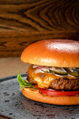 fast food burger classic american food with smoked meat