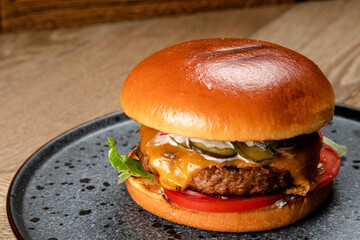 fast food burger classic american food with smoked meat