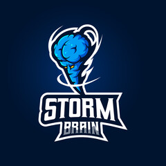 Storm Brain Mascot Logo Design Illustration Vector