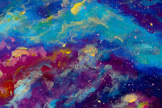 Cosmic blue purple abstract background paintings monet painting claude impressionism paint universe and cosmic clouds on canvas