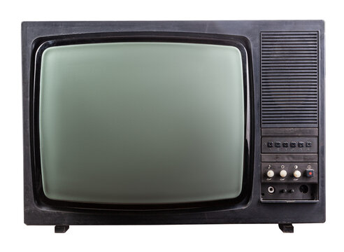 Old TV set on an isolated white background.