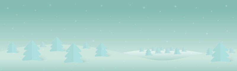 Merry Christmas and Happy new year. Christmas tree in night time with snowfall. Vector illustration