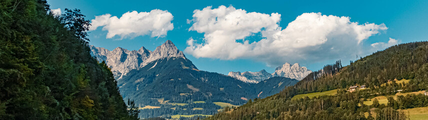 Beautiful alpine summer view with the famous Tennengebirge mountains in the background near...