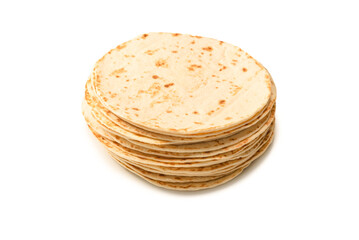 Grilled pitta bread isolated on white background.