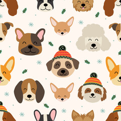 Obraz premium seamless pattern with cute dog heads