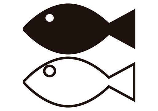 Icono negro de peces en fondo blanco.