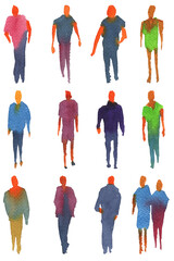 Watercolor silhouettes of people, family, couple. Watercolor paper texture. Vector silhouettes