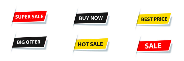 Ribbon sale badges, banners, price tags, new offers collection in red vector illustration eps 10