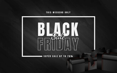 Black friday sale banner background realistic gift elements
