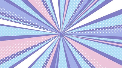 Fototapeta premium アメコミ風のフレーム素材_集中線_ドットあり_紫_16:9