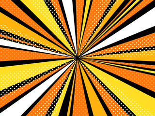 アメコミ風の背景素材_集中線_ドットあり_黄色